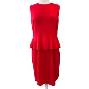 Vince Camuto Red Sleeveless Peplum Dress Exposed Back Zipper Closure Size 14